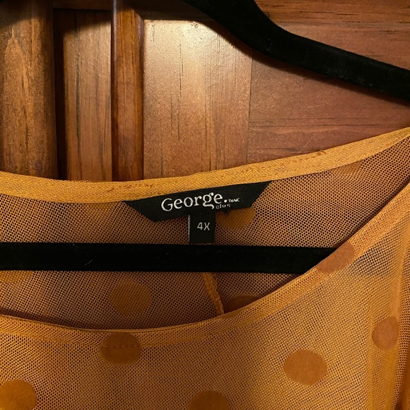 George Mustard Yellow Long Sleeve Top, sheer top with long sleeves, polka dot - Picture 2 of 4